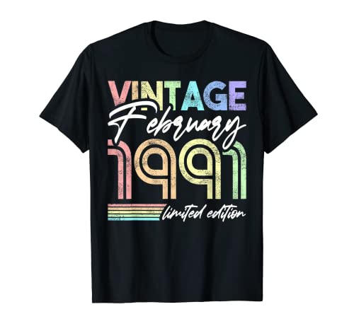 1991 Diseño de cumpleaños para mujer Cumpleaños Febrero 1991 Camiseta