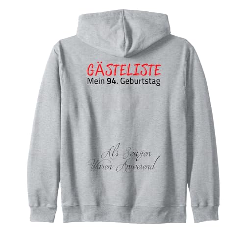 Gästeliste Mein 94. Geburtstag Libro de visitas Firma Sudadera con Capucha