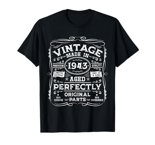 82 Cumpleaños 82 Años Hombre Mujer Vintage 1943 Regalo Camiseta