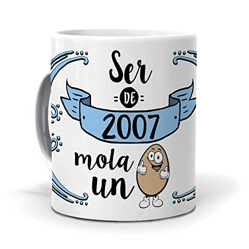 Taza Único para Años | Ser de 2007 Mola Un Huevo | Regalo Feliz Cumpleaños | Tazas para Café y...