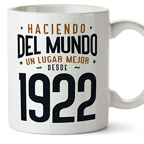 MUGFFINS Tazas 1922 Cumpleaños - En Español - Haciendo del Mundo un Lugar Mejor - 11 oz / 330 ml -...