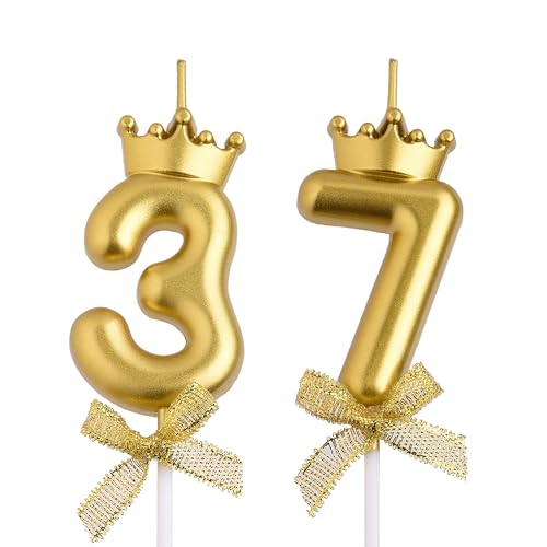 Velas de cumpleaños número 37 y 73, velas de cumpleaños de 73 a 37 años, decoración de pastel...