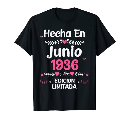 87 Años Regalo de Cumpleaños 1936 Mujer 87 Años Junio Camiseta