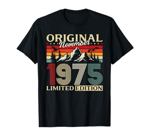 50 cumpleaños Hombre Mujer Regalo Noviembre 1975 Camiseta