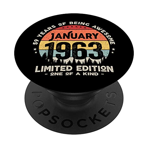 Regalo 59 años Cumpleaños Hombre Mujer - Enero 1963 PopSockets PopGrip Intercambiable