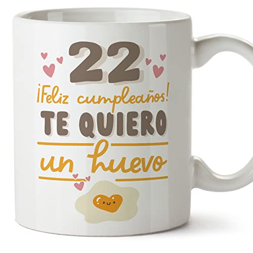 MUGFFINS Tazas 22 Cumpleaños - En Español - Te quiero un Huevo Regalo Amigos Novios Familiares -...