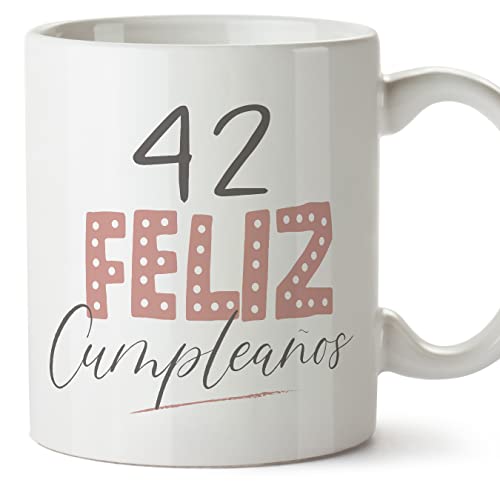 MUGFFINS Tazas 42 Cumpleaños - En Español - ¡Feliz Cumpleaños! Rosa - 11 oz / 330 ml - Regalo...