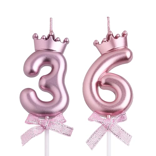 Velas de cumpleaños número 36 y 63, velas de cumpleaños de 63 a 36 años, decoración de pastel...
