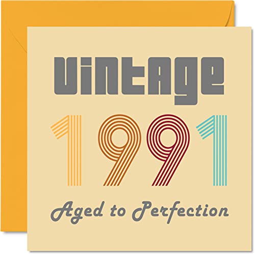 Tarjetas de cumpleaños número 33 para hombres y mujeres, estilo vintage de 1991, envejecidas a la...