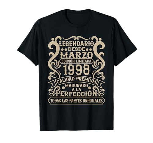 Legendario Desde Marzo 1998 - Cumpleaños 28 Años Camiseta