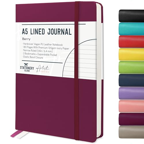 Stationery Island Cuaderno Rayado A5, Tapa Dura con Forro de Libreta con Papel Grueso Premium de 120...