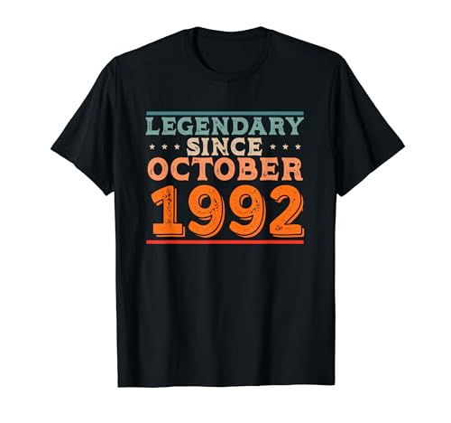Legendario desde octubre de 1992 Retro Vintage Fiesta de cumpleaños Camiseta