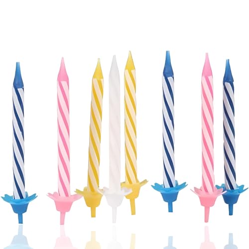 PARENCE - Set de 36 Velas de Cumpleaños con 12 Ganchos - Añade un Toque Colorido a tus Tartas