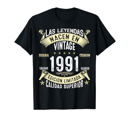 34 Años Cumpleaños Las Leyendas nacen en de 1991 Camiseta