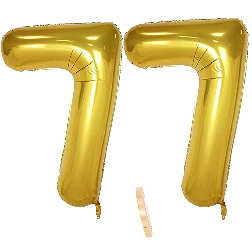 2 globos numeros 77 años, Number globo número 77 Dorado para Hombres Mujeres niños,40' Figuras...