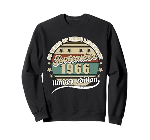 60 cumpleaños Septiembre 1966 Vendimia 60 Años Legendary Sudadera