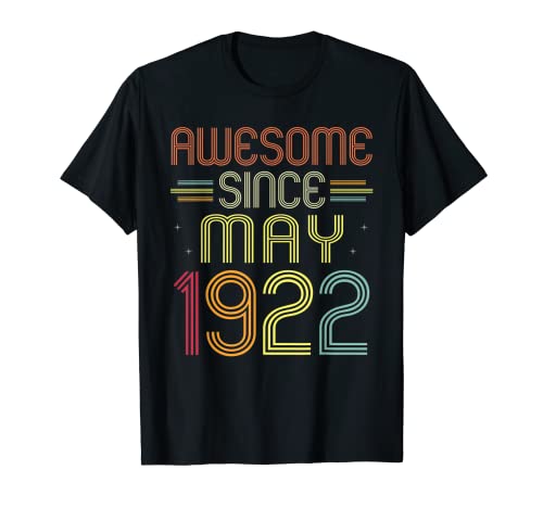 Regalos de 100 cumpleaños impresionantes desde mayo de 1922 100 años Camiseta