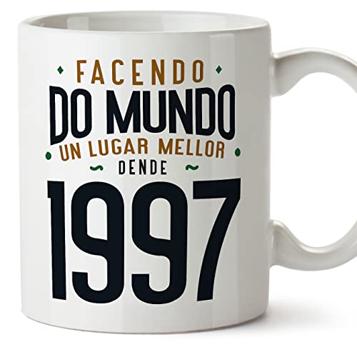 MUGFFINS Tazas 1997 Cumpleaños - En Gallego - Facendo do Mundo un Lugar Mellor - 11 oz / 330 ml -...