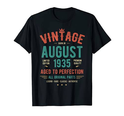 Camiseta de cumpleaños de agosto de 1935 | Retro Vintage 85th Birthday Camiseta