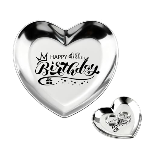 Guqqeuc Plato de baratija de 40 cumpleaños para mujeres, mejores amigas, regalos de cumpleaños...