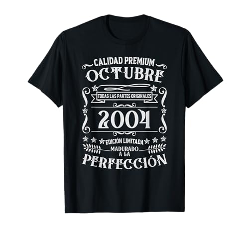 21 cumpleaños Nacido en Octubre de 2004 Vintage 21 años Camiseta