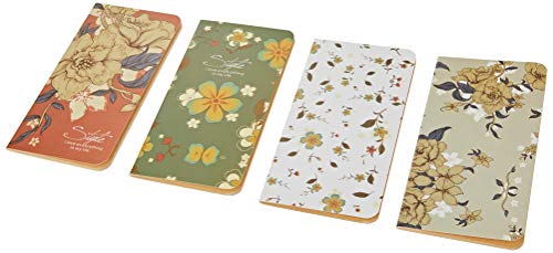 Mopec Libretas flores 9x17cm 4surtido, Pack de 4