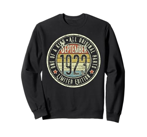 102º Cumpleaños Vintage Septiembre 1923 Retro Edición Limitada Sudadera