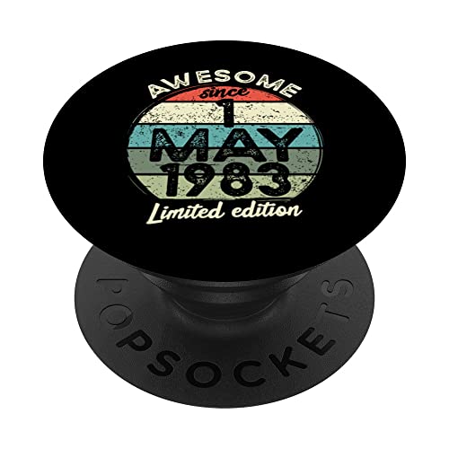 Camiseta de cumpleaños de 40 años, 1 de mayo de 1983, 40 cumpleaños PopSockets PopGrip...