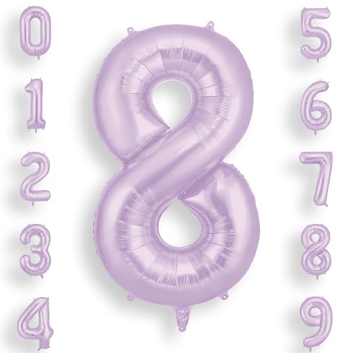 AOOSU Globo Número 8, Morado Cremoso Cumpleaños Numbers Globo 101 cm Grande Foil Globos 40 Inch...
