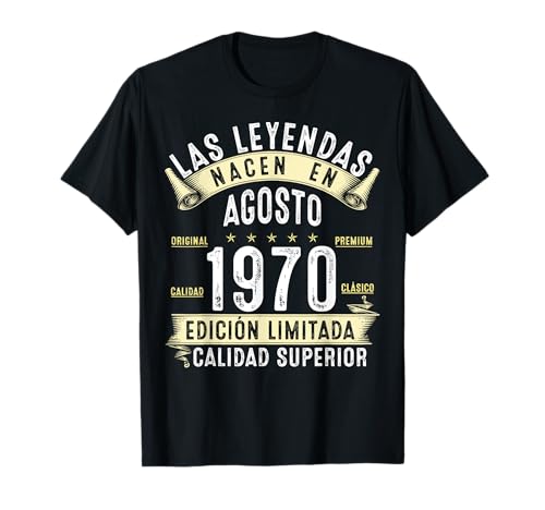 55 Años Cumpleaños Hombre Las Leyendas nacen en Agosto 1970 Camiseta