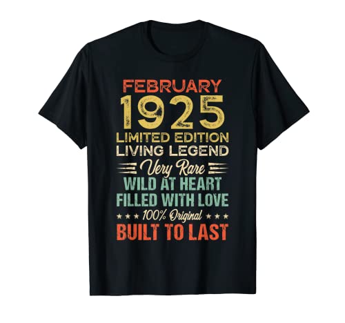 Divertidos regalos de cumpleaños 95 febrero 1925 95 años Camiseta