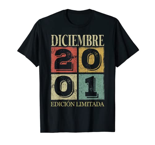 21 Años Cumpleaños Diciembre 2001 Hombre Mujer Diciembre Camiseta