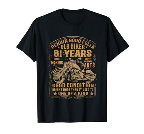 Old Biker 81 Years In The Making Moto 81 Cumpleaños Camiseta