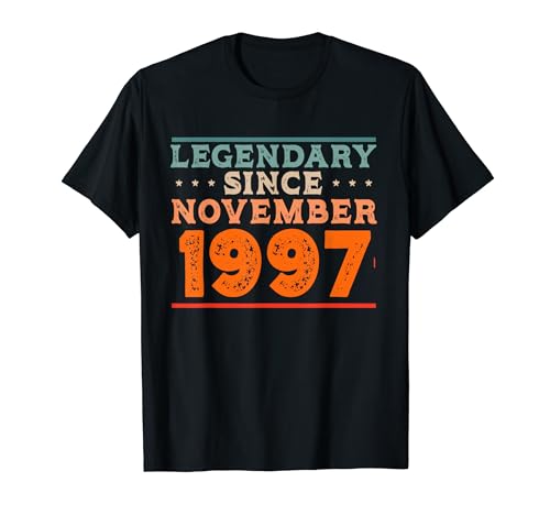Legendario desde noviembre de 1997 retro vintage fiesta de cumpleaños Camiseta