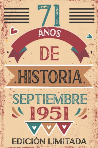 71 Años De Historia septiembre 1951: Libro de visitas, cuaderno, 110 páginas de felicitaciones,...
