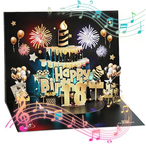 joyoldelf Tarjeta Felicitacion 18 Cumpleaños Pop Up - Tarjetas Cumpleaño Personalizada 3d, Tarjeta...