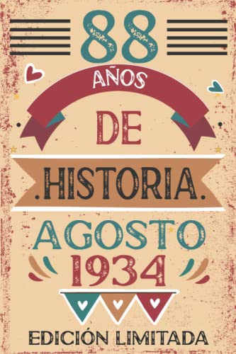 88 Años De Historia Agosto 1934: 88 años. Libro de visitas, cuaderno, 110 páginas de...