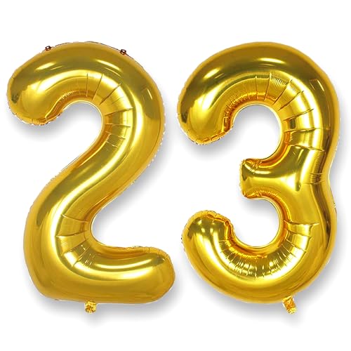 Globos Numeros Cumpleaños 23 Dorado: 40 Pulgadas Dorados Globo 23 Años Cumpleaños Gigante Grandes...