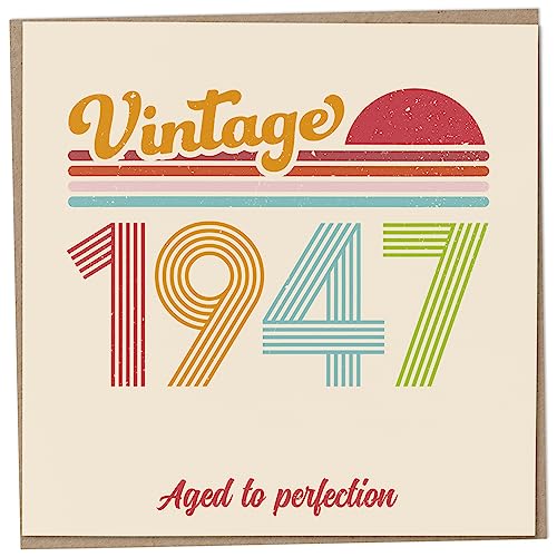 Tarjeta de cumpleaños 76 – Vintage 1947 Aged to Perfection, divertida tarjeta de felicitación para hombres y mujeres, tarjetas de cumpleaños para mujeres, tarjetas de cumpleaños para hombres, tarjeta