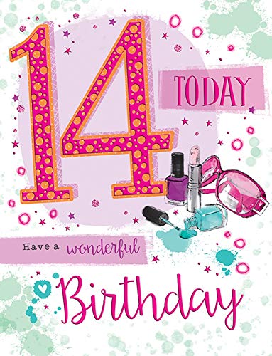 Piccadilly Greetings Tarjeta de cumpleaños juvenil tradicional, edad 14 F, 20,3 x 15,2 cm