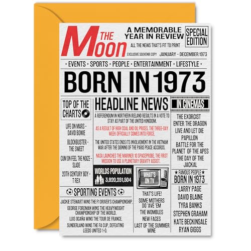 Tarjetas de cumpleaños número 52 para mujeres y hombres, periódico nacido en 1973, tarjeta de...