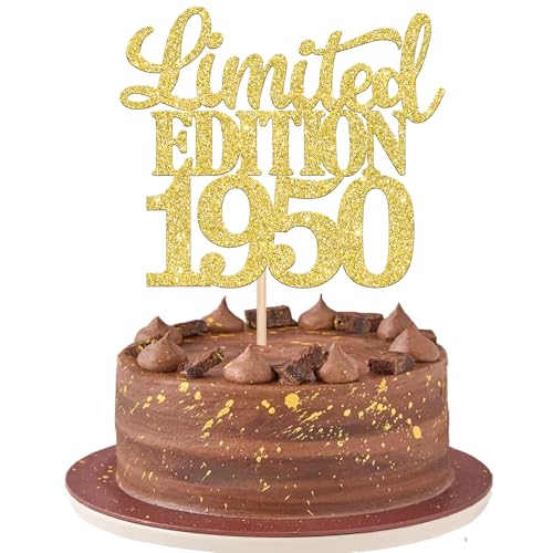1 pieza de decoración para tartas de edición limitada de 1950 con purpurina, 75 años, 75 años y...