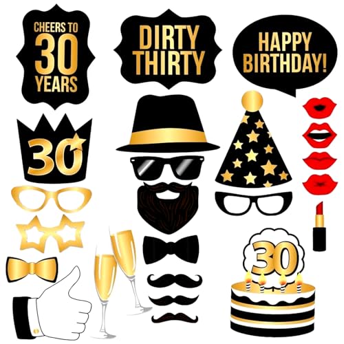 Cumpleaños 30 Años Decoración, Accesorios para Cumpleaños Fiesta, Photo Booth Props de...