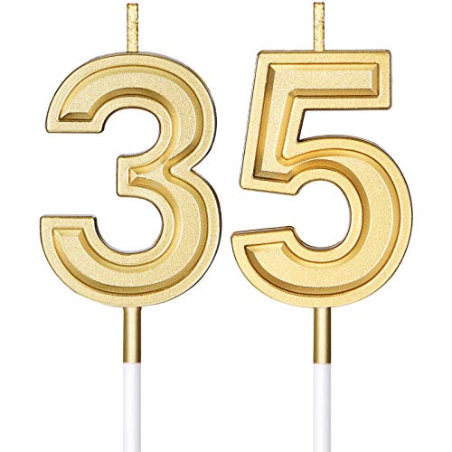 Velas de Cumpleaños de 35 Años Velas de Números Topper de Tarta de Cumpleaños Adornos para...