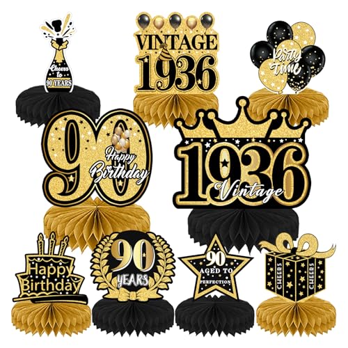 Centros Decorativos de Mesa para 90 Cumpleaños, 9 Piezas Centro de Mesa Decorativo para 90 Años...