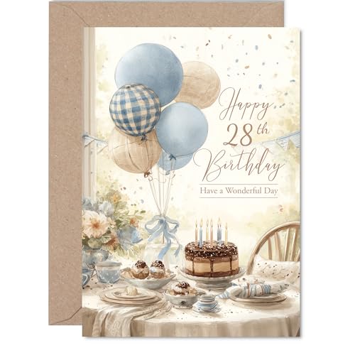Tarjetas de cumpleaños número 28 para hombres y mujeres, cumpleaños rústico, tarjeta de feliz...