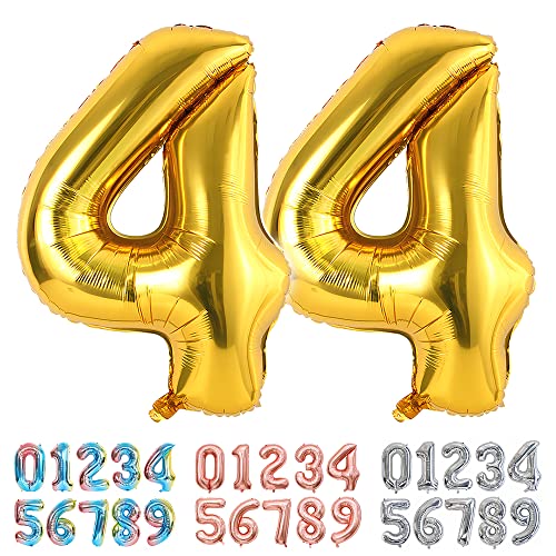 Ponmoo Foil Globo Número 44 Dorado, Gigante Numeros 0 1 2 3 4 5 6 7 8 9 10-19 20-29 30-39 40-49...