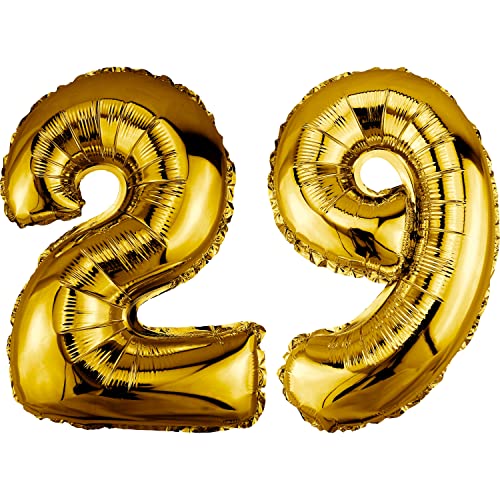 DekoRex Globo dorado de 82 cm para cumpleaños, aniversario, boda, decoración (número 29)