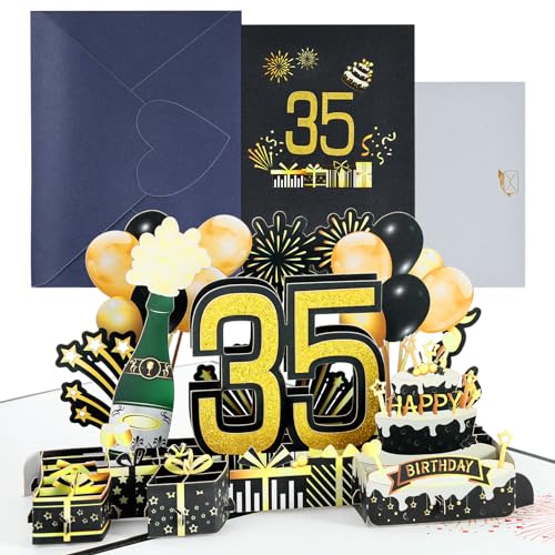 joyoldelf Tarjeta Felicitacion 35 Cumpleaños Pop Up - Tarjetas Cumpleaño Personalizada 3D, Regalos...