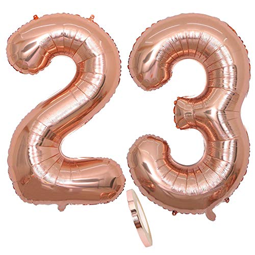 2 Globos Número 23, Number 23 Globo Chica de oro rosa, 40 'Figuras de globos de oro rosa inflable...